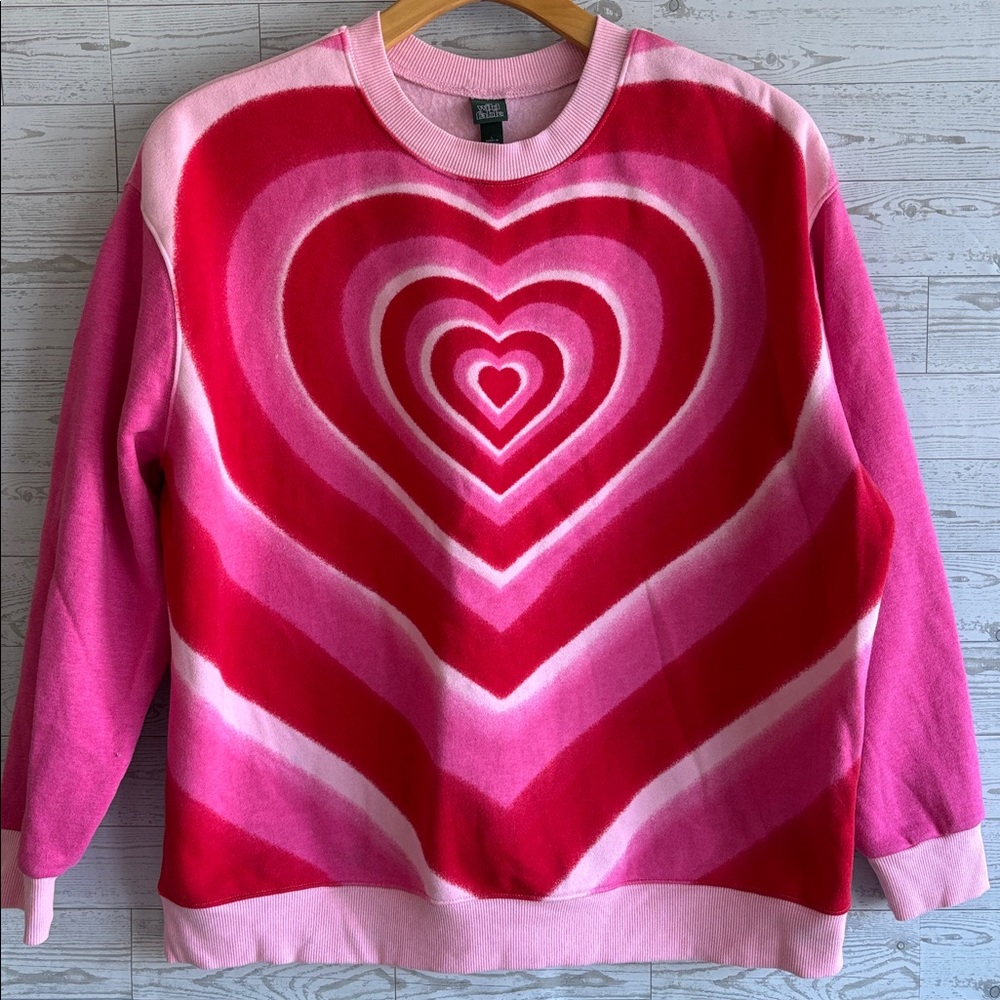 Wild Fable Pink Red Hearts Sweatshirt Large Sweethearts Valentines y2k coquette